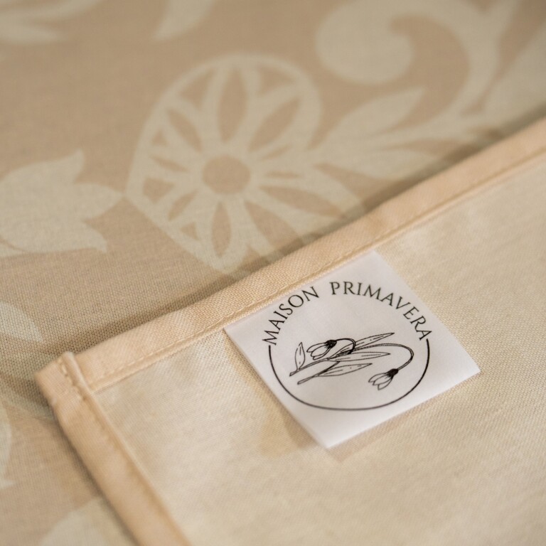 Maison Primavera - Lot de 6 serviettes en coton et lin à motif Grès rose - Origines