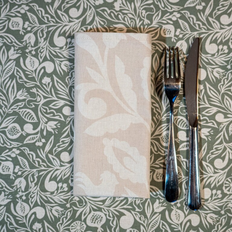 Maison Primavera - Lot de 6 serviettes en coton et lin à motif Grès rose - Origines