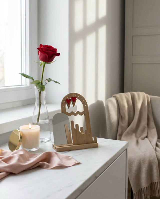 Reine Mère - Parenthèse - Porte bijoux en bois avec miroir – Bois bouleau