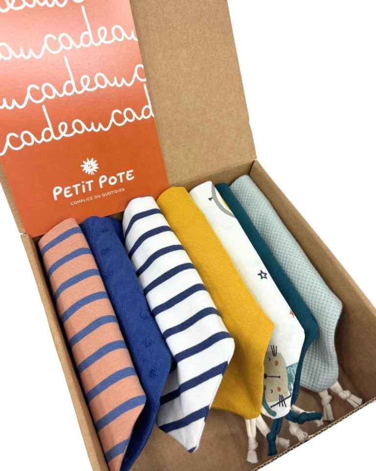 Petit Pote - Semainier de bavoirs bandana – Taille unique / Rayé Marinière