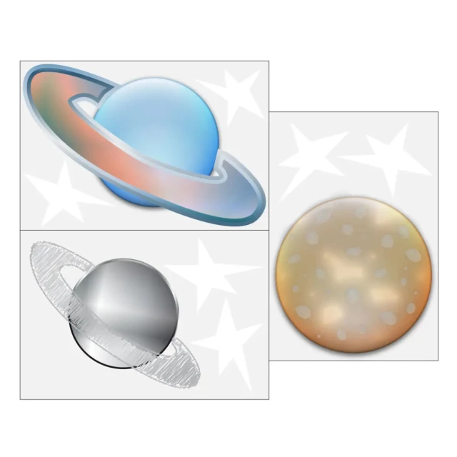 L’Atelier BABY’SPHERE - Ensemble de 3 stickers muraux planètes et étoiles – Collection Espace
