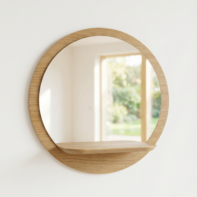 Reine Mère - Sunrise - Miroirs en chêne avec étagère – Grand modèle