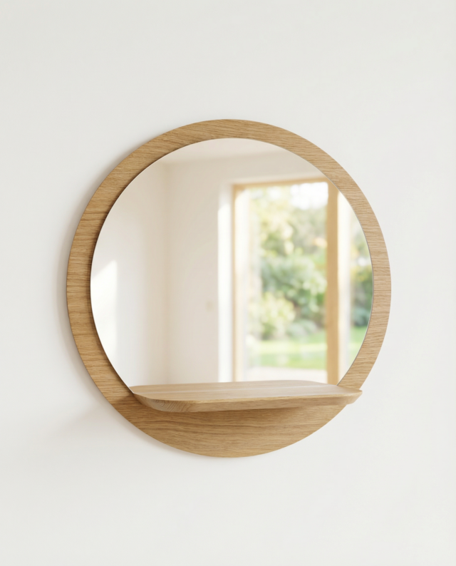 Reine Mère - Sunrise - Miroirs en chêne avec étagère – Grand modèle