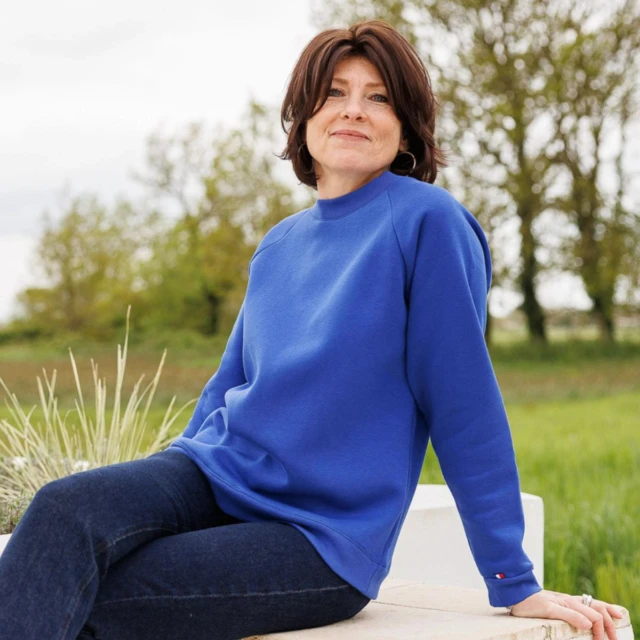 PALÂBA - Sweat bleu Electrique col rond coton – S