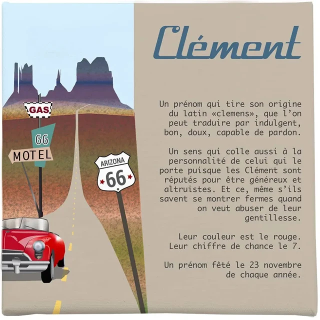 L’Atelier BABY’SPHERE - Toile autour du prénom thème Route 66