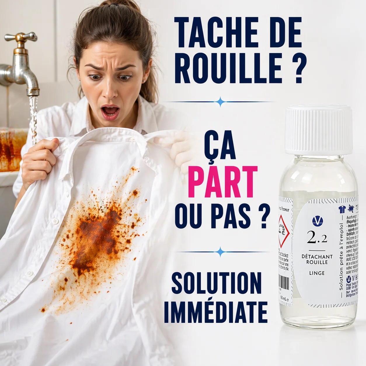 Tache de rouille sur une chemise blance detachant rouille textile N°2.2 VHYG VHYG -