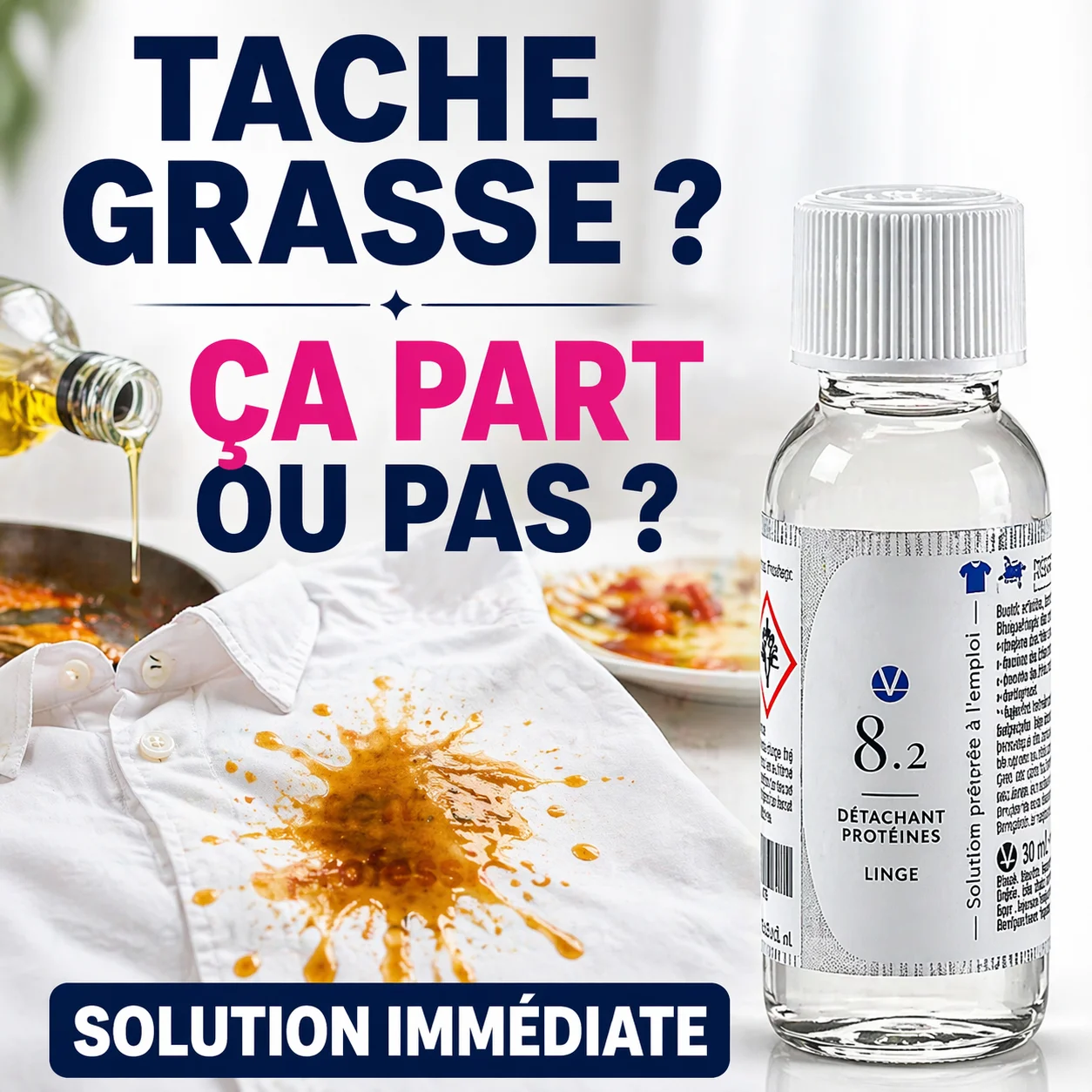 Tache grasse a eliminer avec le detachant graisse N°8.2 VHYG VHYG -