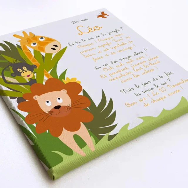Atelier Baby’Sphère - Cadre prénom personnalisé – Thème Safari et animaux de la savane