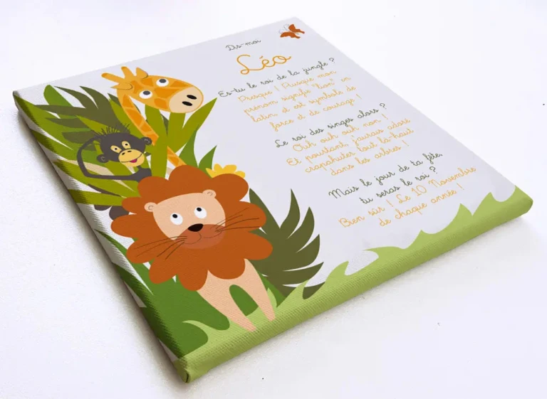 Atelier Baby’Sphère - Cadre prénom personnalisé – Thème Safari et animaux de la savane