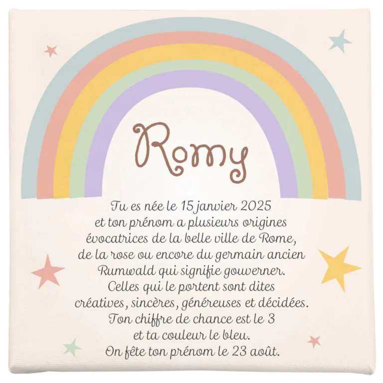 Atelier Baby’Sphère - Toile autour du prénom sous l'arc en ciel