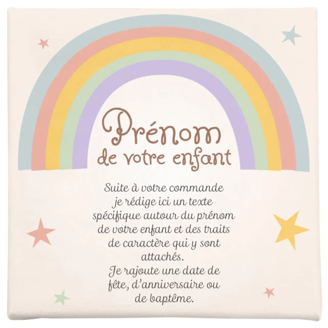 Atelier Baby’Sphère - Toile autour du prénom sous l'arc en ciel
