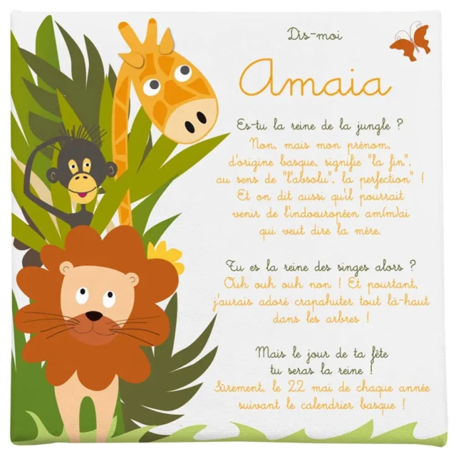 L’Atelier BABY’SPHERE - Cadre prénom personnalisé – Thème Safari et animaux de la savane