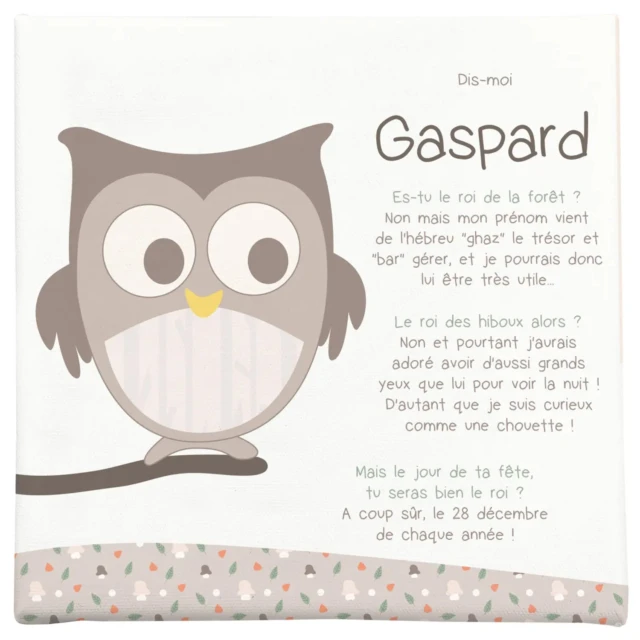 L’Atelier BABY’SPHERE - Toile autour du prénom avec le hibou de la forêt