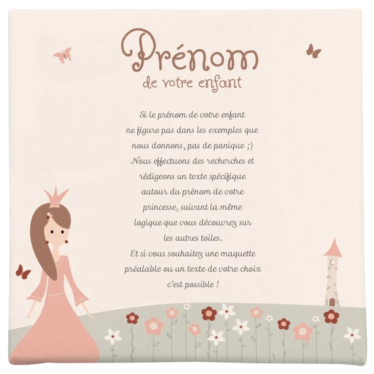 Atelier Baby’Sphère - Toile prénom princesses des fleurs