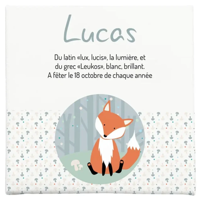L’Atelier BABY’SPHERE - Toile sur l’origine du prénom de votre enfant racontée avec le renard