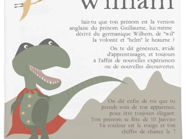 Atelier Baby’Sphère - Toile prénom personnalisée – Tyrannosaure dinosaure