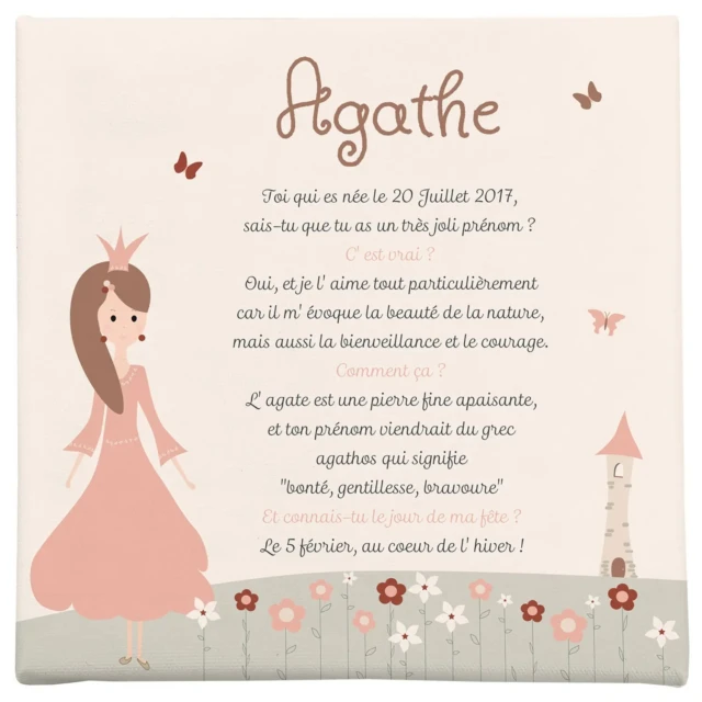 Atelier Baby’Sphère - Toile prénom princesses des fleurs