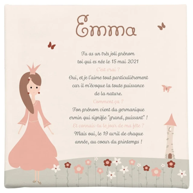 Atelier Baby’Sphère - Toile prénom princesses des fleurs