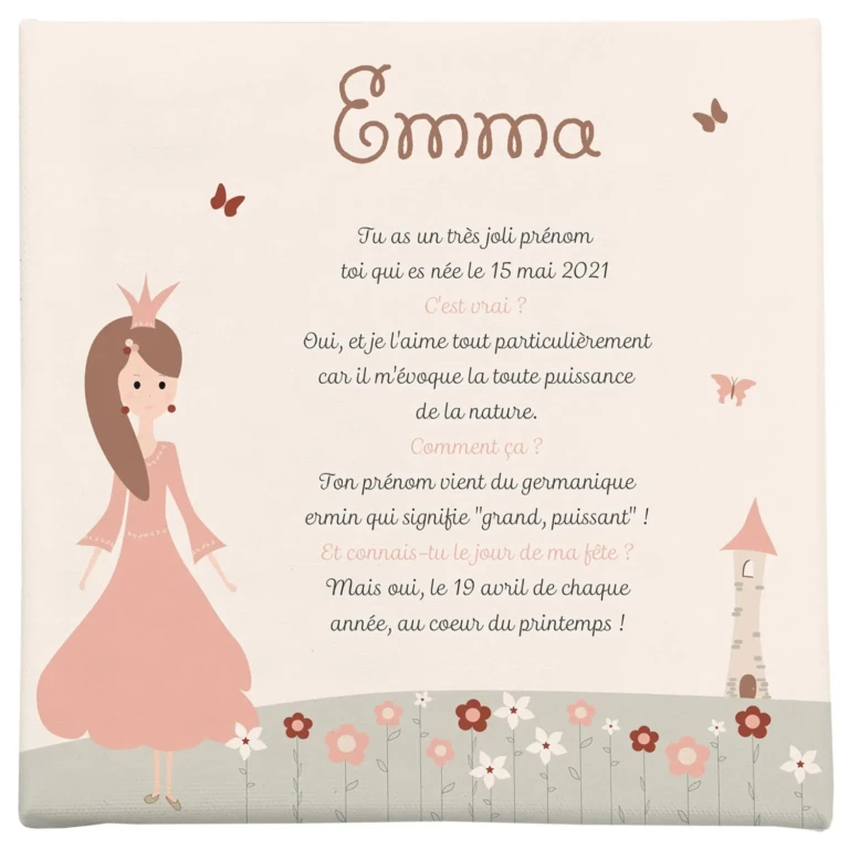 Atelier Baby’Sphère - Toile prénom princesses des fleurs