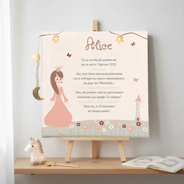 Toile prénom princesses des fleurs par la marque L’Atelier BABY’SPHERE L’Atelier BABY’SPHERE - Toile prénom princesses des fleurs