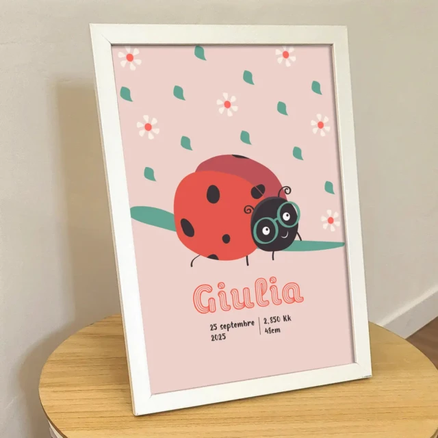 L’Atelier BABY’SPHERE - Affiche coccinelle vintage pour chambre de bébé