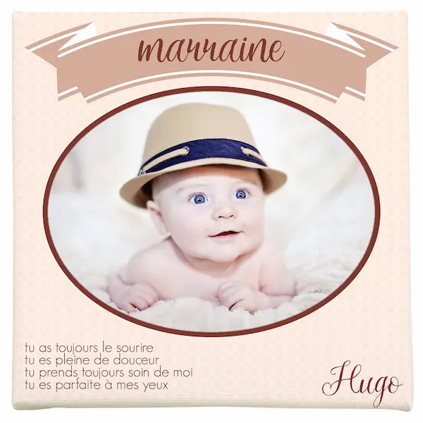 L’Atelier BABY’SPHERE - Toile photo pour parrain ou marraine personnalisée