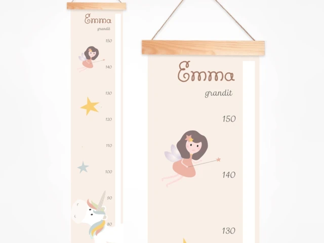 Atelier Baby’Sphère - Toise bébé personnalisée de la licorne du pays enchanté