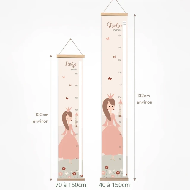 Atelier Baby'Sphère - Toise enfant personnalisée princesse du monde féerique