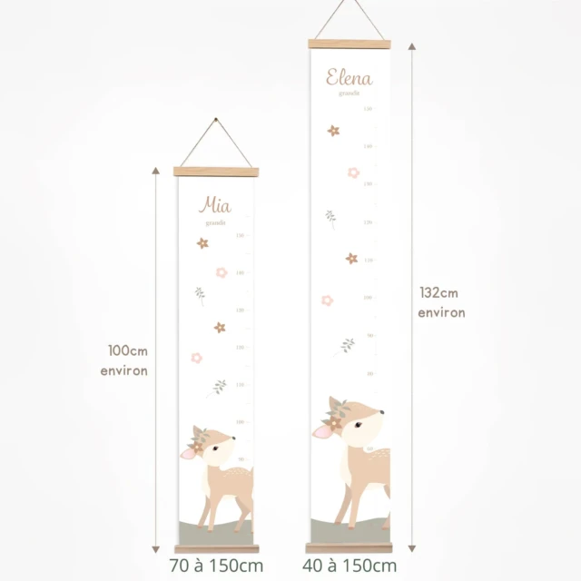 Atelier Baby’Sphère - Toise enfant personnalisée biche de la forêt