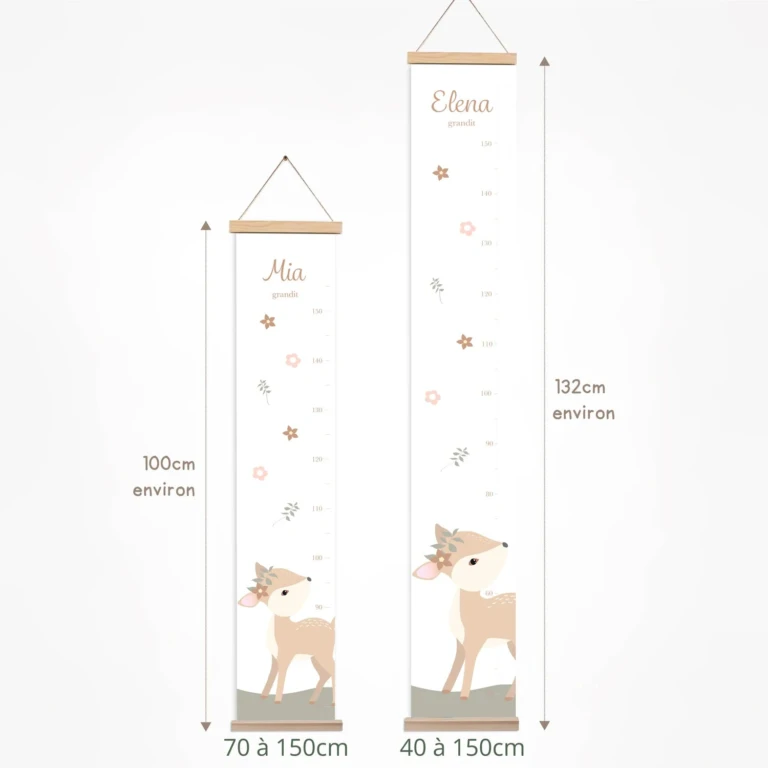 Atelier Baby’Sphère - Toise enfant personnalisée biche de la forêt