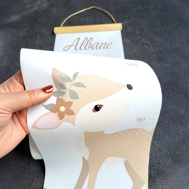 Atelier Baby’Sphère - Toise enfant personnalisée biche de la forêt