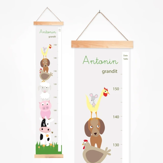 Toise enfant personnalisée colorée et ludique des animaux de la ferme par la marque L’Atelier BABY’SPHERE L’Atelier BABY’SPHERE - Toise enfant personnalisée colorée et ludique des animaux de la ferme