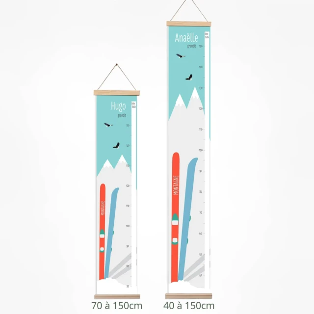 Atelier Baby’Sphère - Toise enfant personnalisée ski en haute montagne