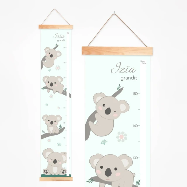 Atelier Baby’Sphère - Toise bébé personnalisée thème koalas