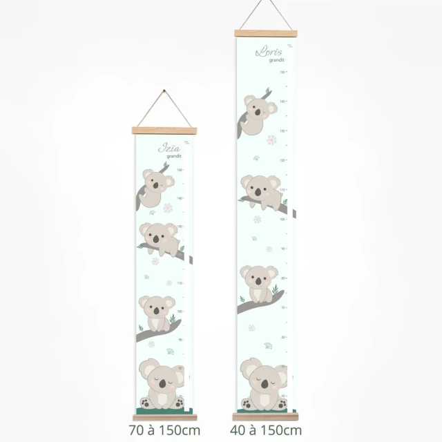 Atelier Baby’Sphère - Toise bébé personnalisée thème koalas