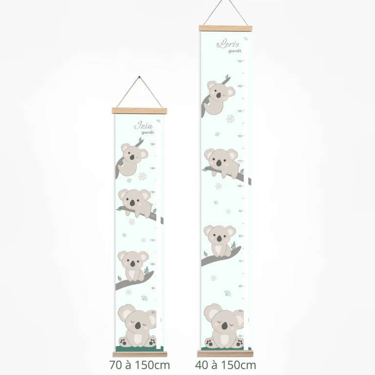 Atelier Baby’Sphère - Toise bébé personnalisée thème koalas