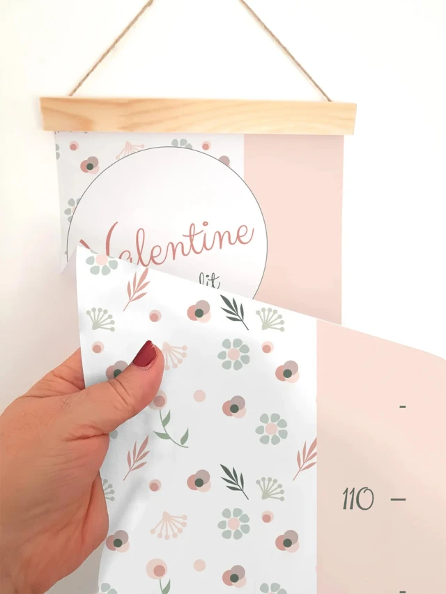 Atelier Baby’Sphère - Toise fille prénom en tissu et motif bohème