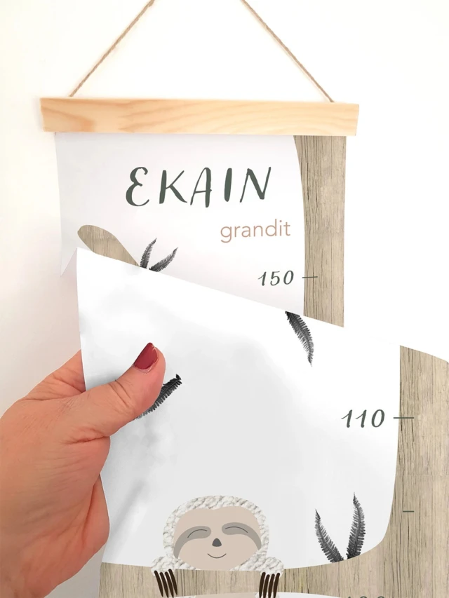 Atelier Baby’Sphère - Toise enfant personnalisée et ses adorables paresseux
