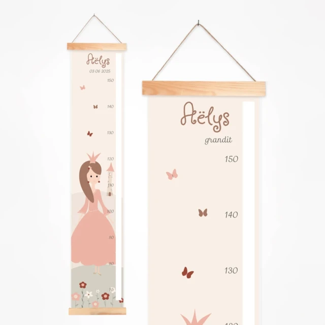 Atelier Baby'Sphère - Toise enfant personnalisée princesse du monde féerique