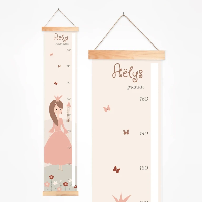 Atelier Baby'Sphère - Toise enfant personnalisée princesse du monde féerique