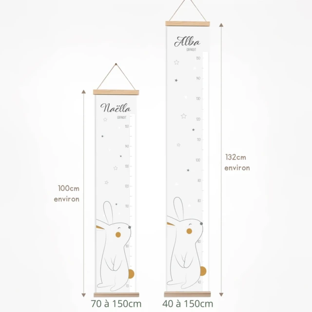 Atelier Baby’Sphère - Toise bébé personnalisée eavec lapin et étoiles