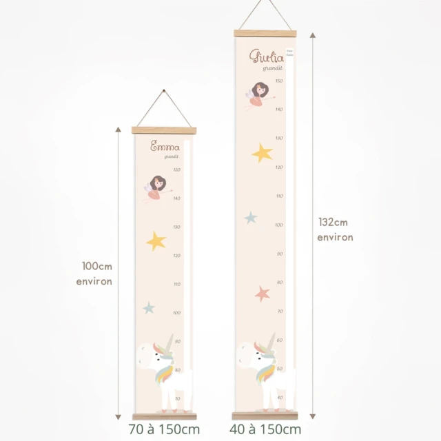 Atelier Baby’Sphère - Toise bébé personnalisée de la licorne du pays enchanté