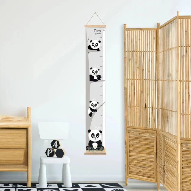 Atelier Baby’Sphère - Toise bébé personnalisée sur le thème des pandas