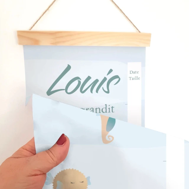 Atelier Baby’Sphère - Toise bébé personnalisée des poissons de l’océan
