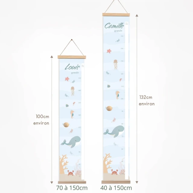Atelier Baby’Sphère - Toise bébé personnalisée des poissons de l’océan
