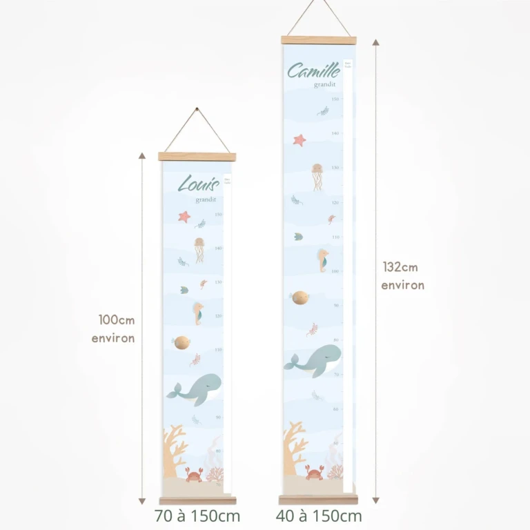 Atelier Baby’Sphère - Toise bébé personnalisée des poissons de l’océan