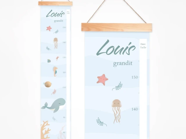 Atelier Baby’Sphère - Toise bébé personnalisée des poissons de l’océan