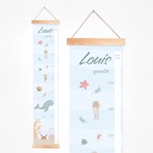 Toise bébé personnalisée des poissons de l’océan par la marque L’Atelier BABY’SPHERE L’Atelier BABY’SPHERE - Toise bébé personnalisée des poissons de l’océan