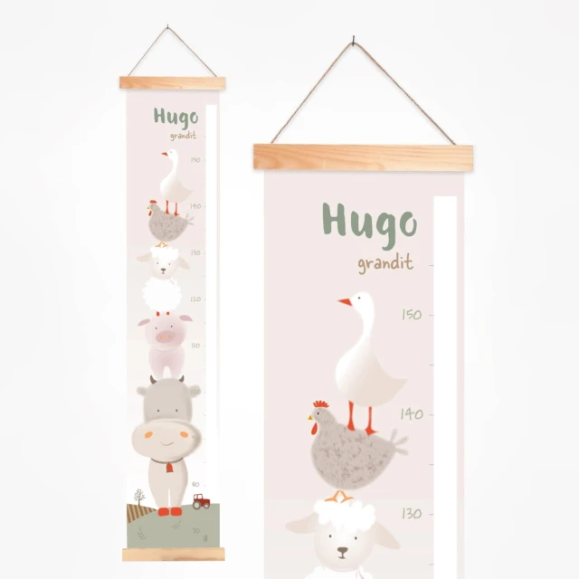 L’Atelier BABY’SPHERE - Toise bébé personnalisée douce et tendance des animaux de la ferme