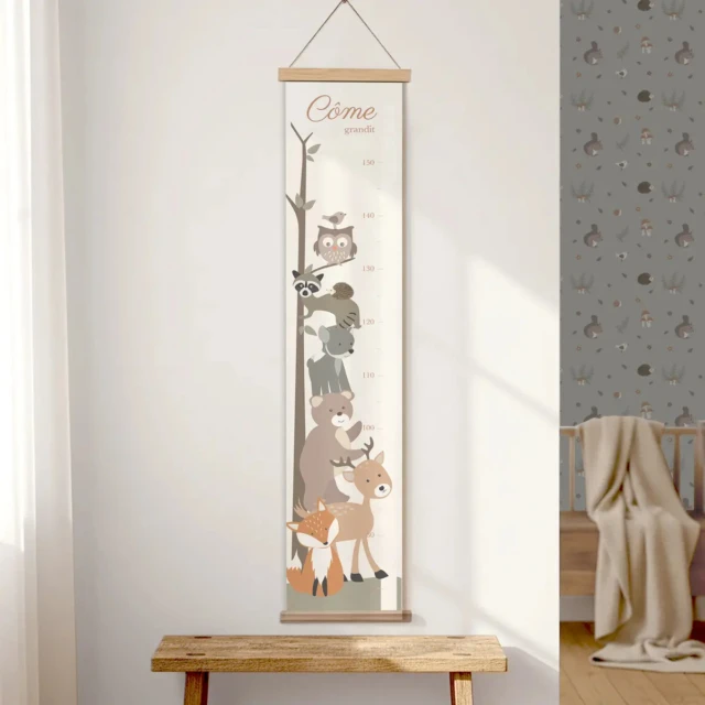 Atelier Baby’Sphère - Toise bébé personnalisée sur le thème des animaux de la forêt